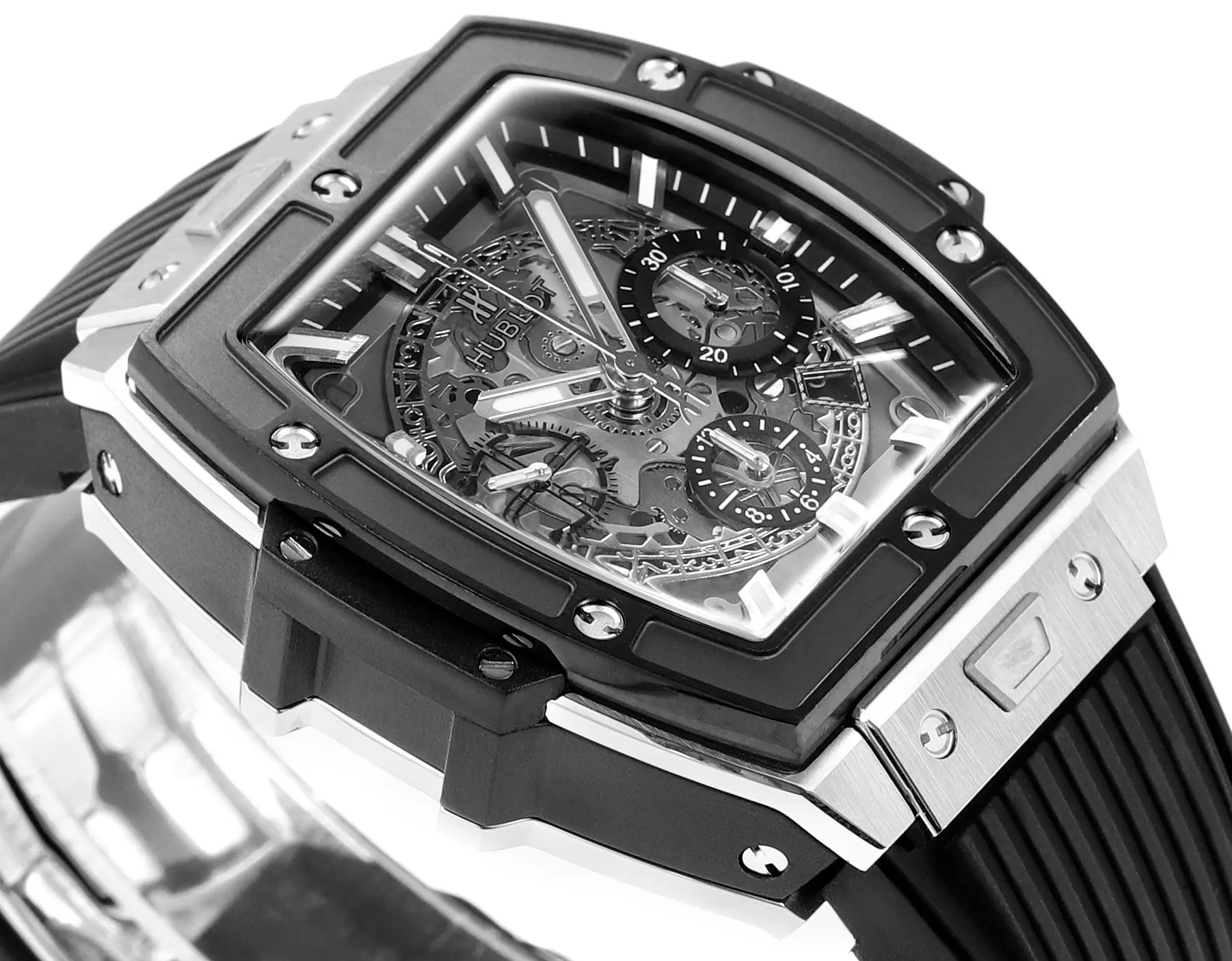 Functional GS Factory HUBLOT Spirit of Big Bang Black & Silver Limited Edition Watch – Model 642.NX.0170.RX with Rubber Strap – Best Replica Watch 5842